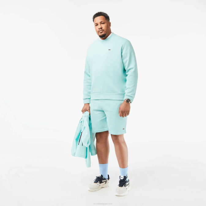 menthe lgf V6HV285 Hommes Lacoste sweat-shirt en coton bio brossé