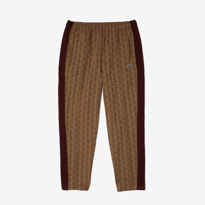mkj beige bordeaux V6HV1186 Hommes Lacoste pantalon de survêtement en jacquard à monogramme live