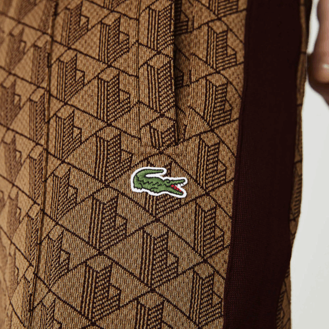 mkj beige bordeaux V6HV1186 Hommes Lacoste pantalon de survêtement en jacquard à monogramme live
