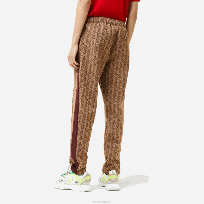 mkj beige bordeaux V6HV278 Hommes Lacoste pantalon de jogging à motif monogrammé