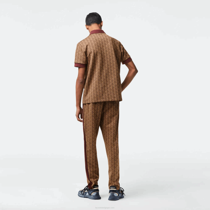 mkj beige bordeaux V6HV71 Hommes Lacoste polo à motif monogrammé