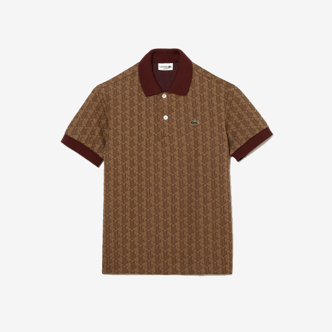 mkj beige bordeaux V6HV71 Hommes Lacoste polo à motif monogrammé