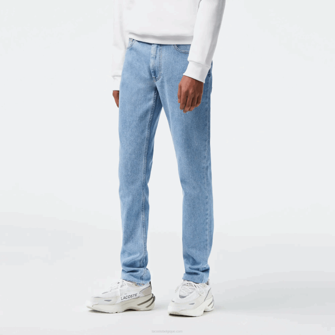 mku bleu V6HV418 Hommes Lacoste pantalon slim en denim de coton stretch