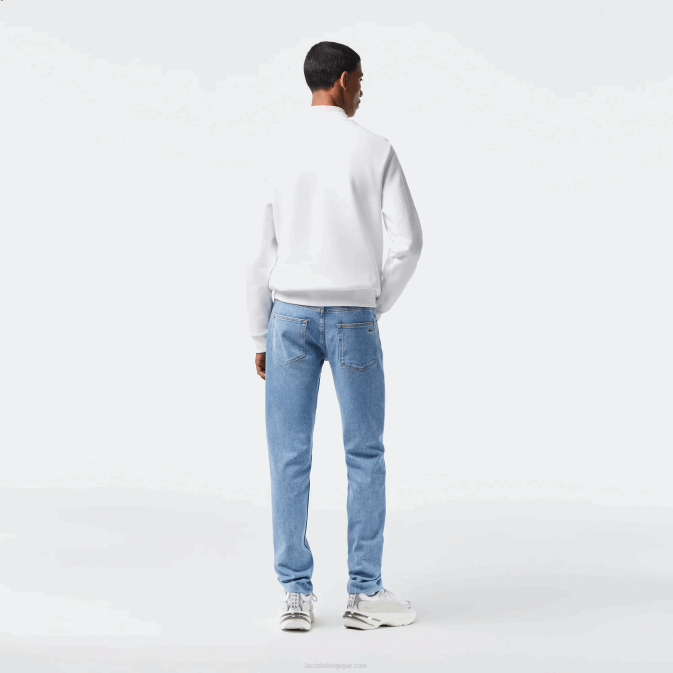mku bleu V6HV418 Hommes Lacoste pantalon slim en denim de coton stretch