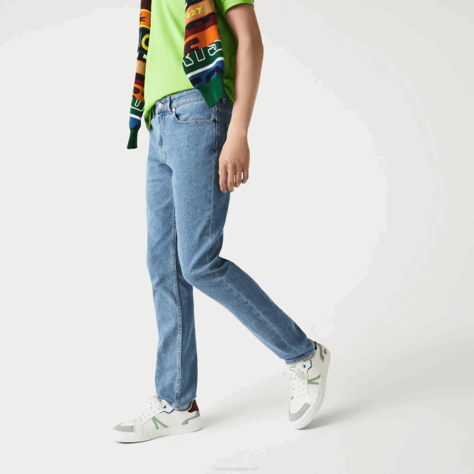 mku bleu V6HV418 Hommes Lacoste pantalon slim en denim de coton stretch
