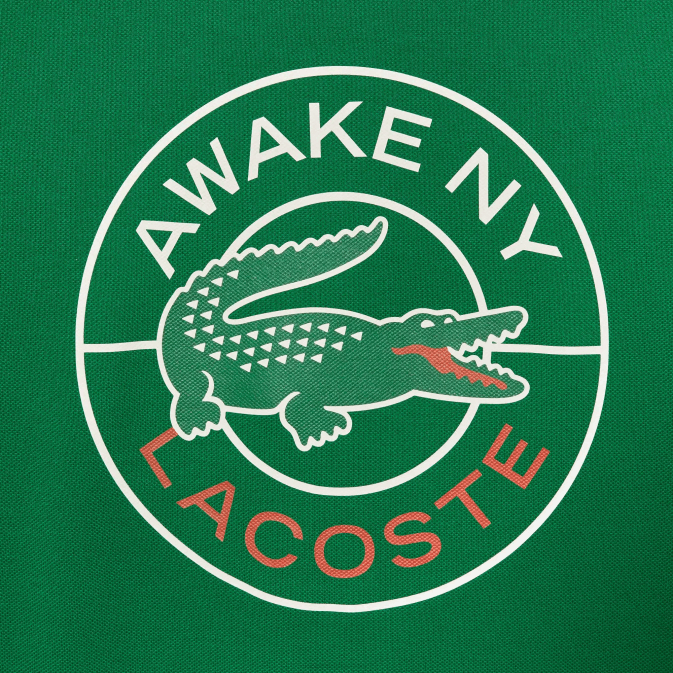 moi vert V6HV892 Hommest-shirt lacoste x awake ny en coton piqué avec logo