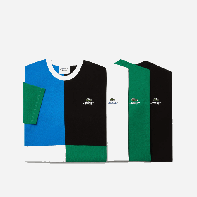 moi vert V6HV892 Hommest-shirt lacoste x awake ny en coton piqué avec logo