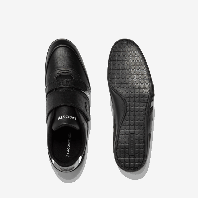 noir  gris clair 2a2 V6HV1726 Hommes Lacoste baskets misano en cuir à brides