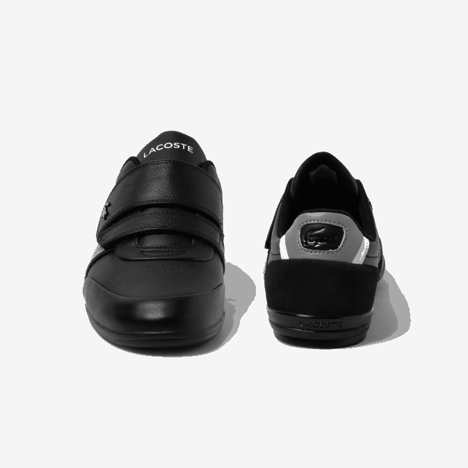noir  gris clair 2a2 V6HV1726 Hommes Lacoste baskets misano en cuir à brides