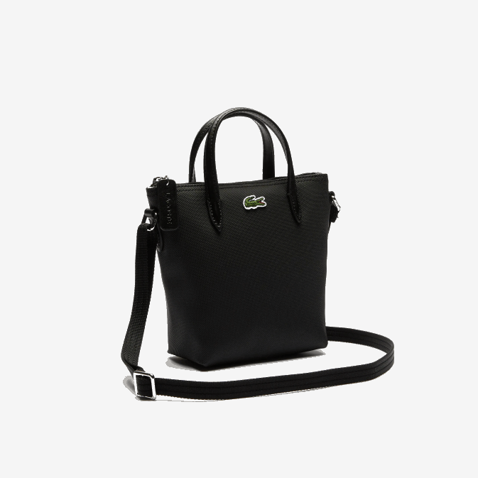 noir 000 V6HV2820 femmes Lacoste mini sac cabas zippé en toile enduite l1212 concept petit piqué
