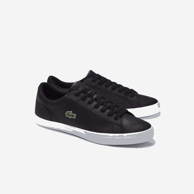noir 024 V6HV1716 Hommes Lacoste baskets lerond en cuir