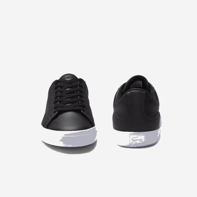 noir 024 V6HV1716 Hommes Lacoste baskets lerond en cuir