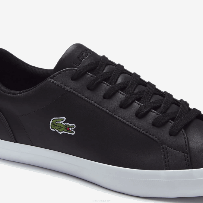 noir 024 V6HV1716 Hommes Lacoste baskets lerond en cuir