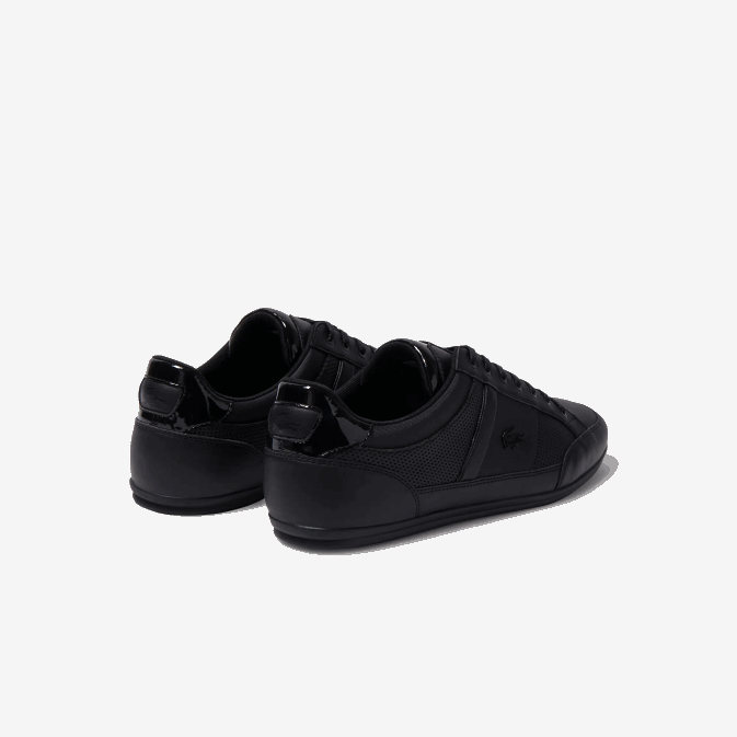 noir 02h V6HV1711 Hommes Lacoste baskets chaymon en cuir perforé