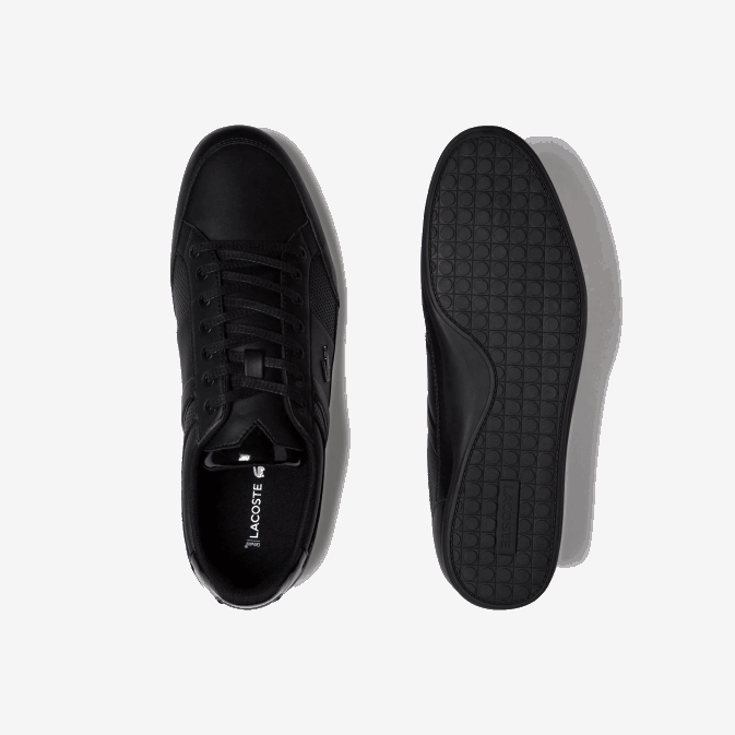 noir 02h V6HV1711 Hommes Lacoste baskets chaymon en cuir perforé