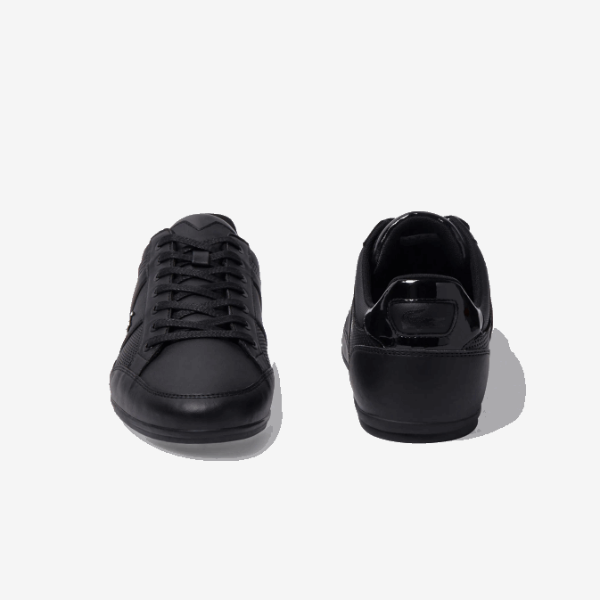 noir 02h V6HV1711 Hommes Lacoste baskets chaymon en cuir perforé