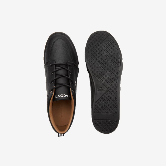 noir 02h V6HV1758 Hommes Lacoste baskets bayliss en cuir à col perforé