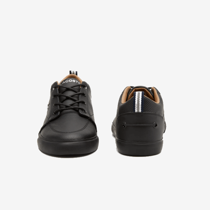 noir 02h V6HV1758 Hommes Lacoste baskets bayliss en cuir à col perforé