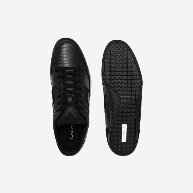 noir 02h V6HV1807 Hommes Lacoste baskets ton sur ton en cuir et synthétique chaymon bl