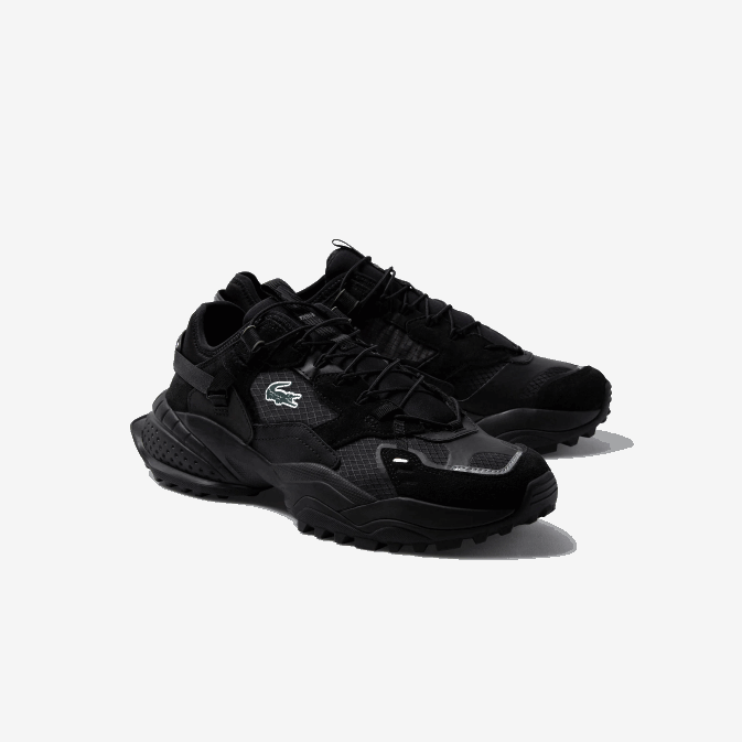 noir 02h V6HV1826 Hommes Lacoste baskets en daim et textile l-guard breaker