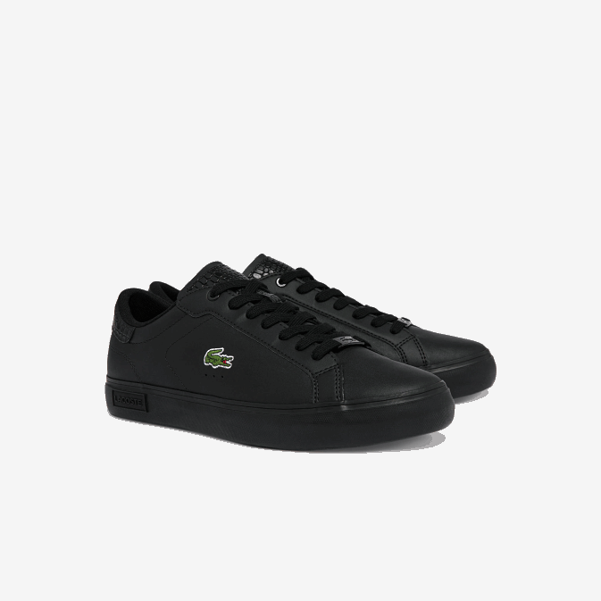 noir 02h V6HV1846 Hommes Lacoste baskets en cuir bruni powercourt