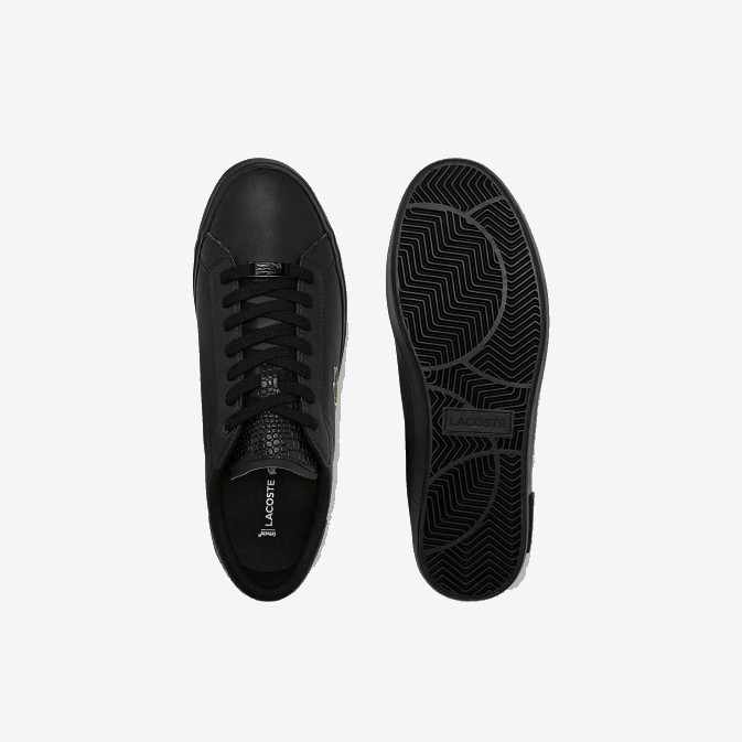 noir 02h V6HV1846 Hommes Lacoste baskets en cuir bruni powercourt