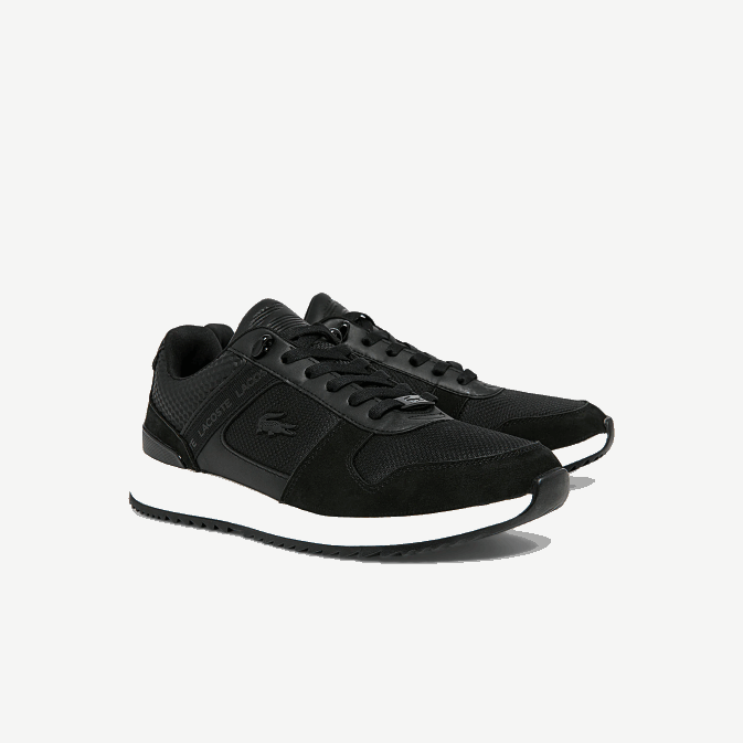 noir 02h V6HV1906 Hommes Lacoste baskets jogger 20 en cuir