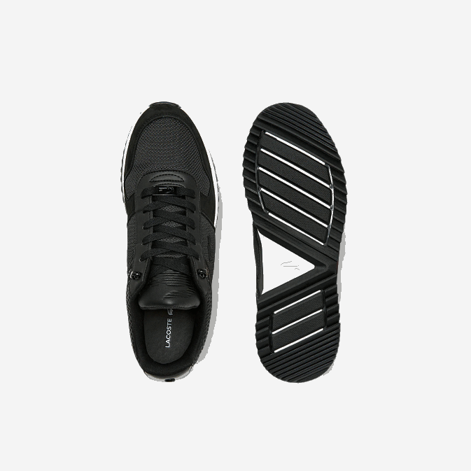 noir 02h V6HV1906 Hommes Lacoste baskets jogger 20 en cuir