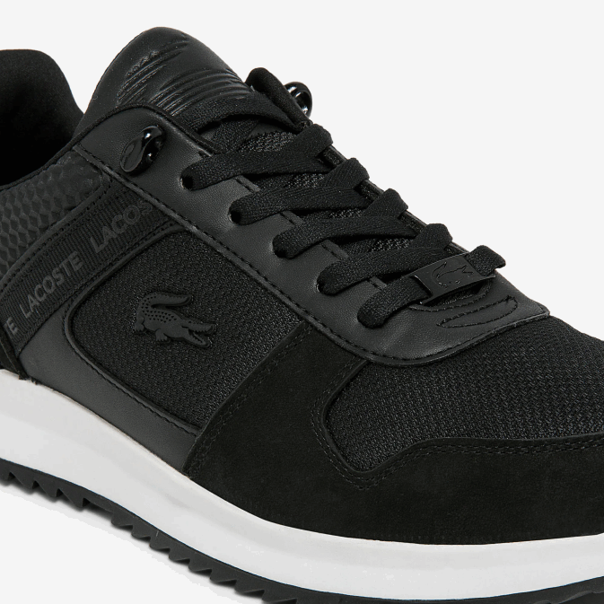 noir 02h V6HV1906 Hommes Lacoste baskets jogger 20 en cuir