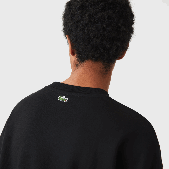 noir 031 V6HV1010 Hommes Lacoste sweat ample à imprimé monogramme de marque