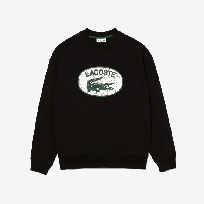noir 031 V6HV1010 Hommes Lacoste sweat ample à imprimé monogramme de marque