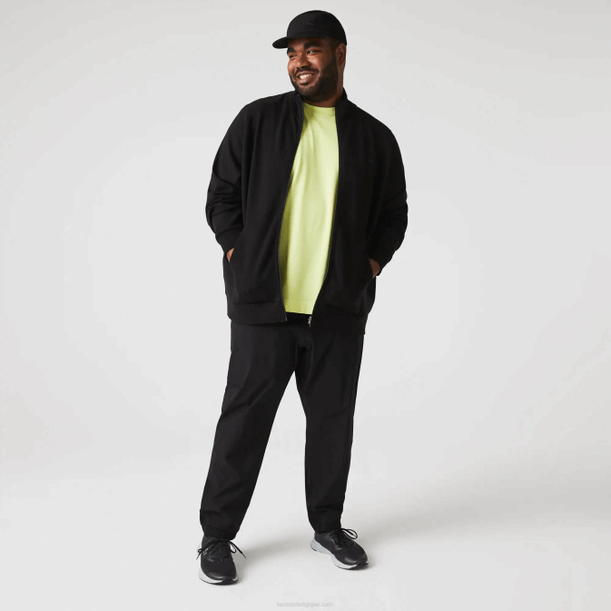 noir 031 V6HV1023 Hommes Lacoste sweat zippé à col montant en coton mélangé