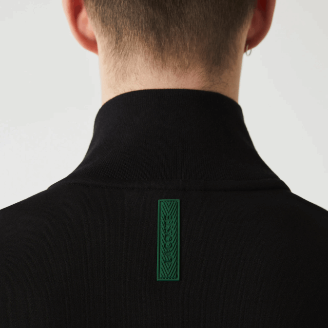 noir 031 V6HV1023 Hommes Lacoste sweat zippé à col montant en coton mélangé