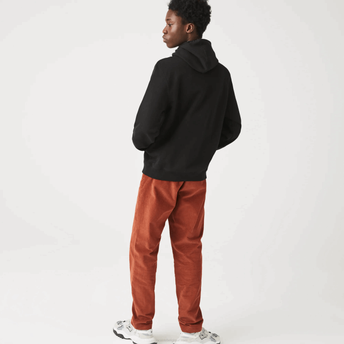 noir 031 V6HV1154 Hommes Lacoste sweat à capuche en molleton de coton brodé