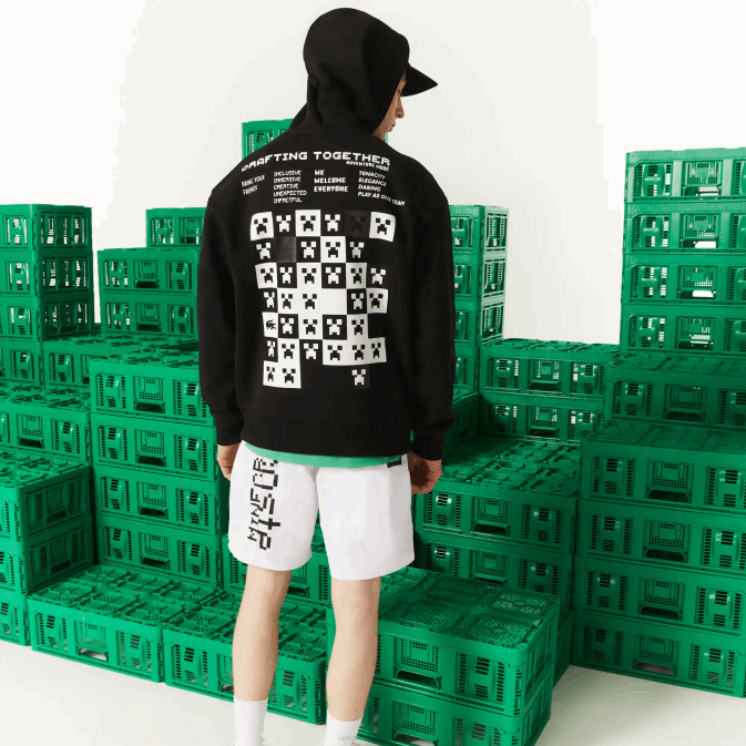 noir 031 V6HV1166 Hommes Lacoste sweat à capuche ample en polaire live x minecraft