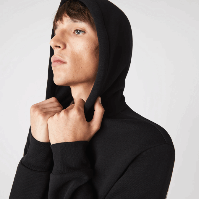 noir 031 V6HV1240 Hommes Lacoste sweat zippé à capuche bandes imprimées