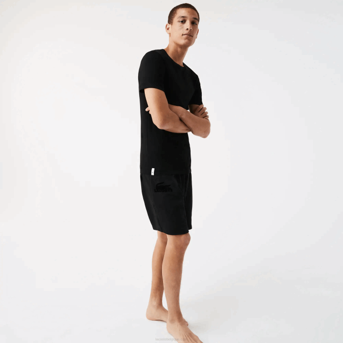 noir 031 V6HV1351 Hommes Lacoste lot de 3 t-shirts en coton à col rond