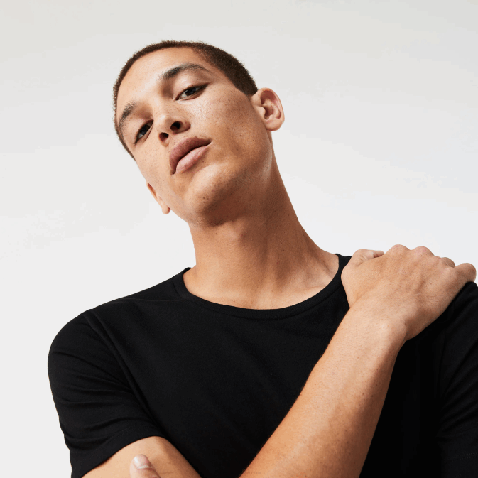 noir 031 V6HV1351 Hommes Lacoste lot de 3 t-shirts en coton à col rond