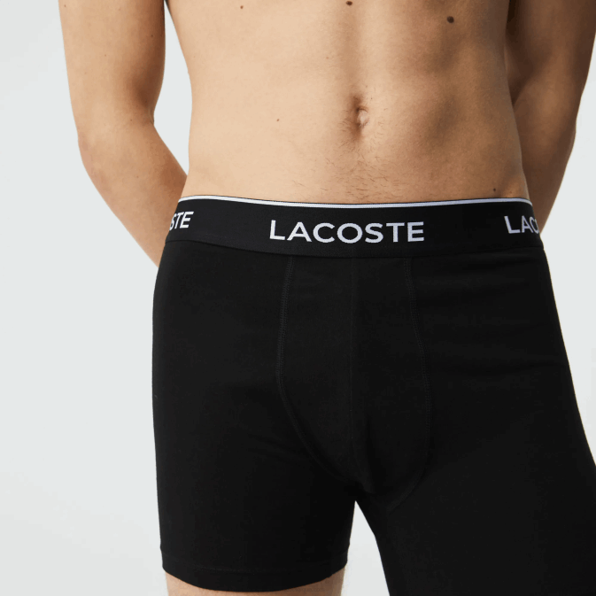 noir 031 V6HV1406 Hommes Lacoste Lot de 3 boxers longs en coton stretch