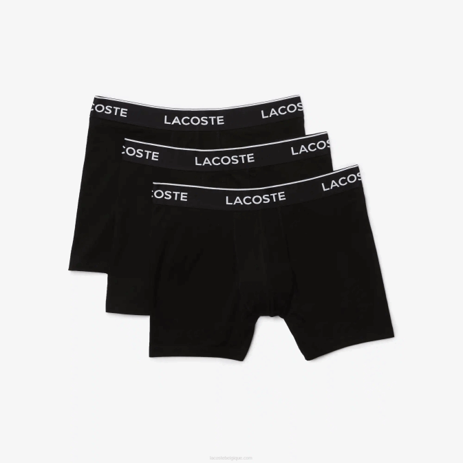 noir 031 V6HV1406 Hommes Lacoste Lot de 3 boxers longs en coton stretch