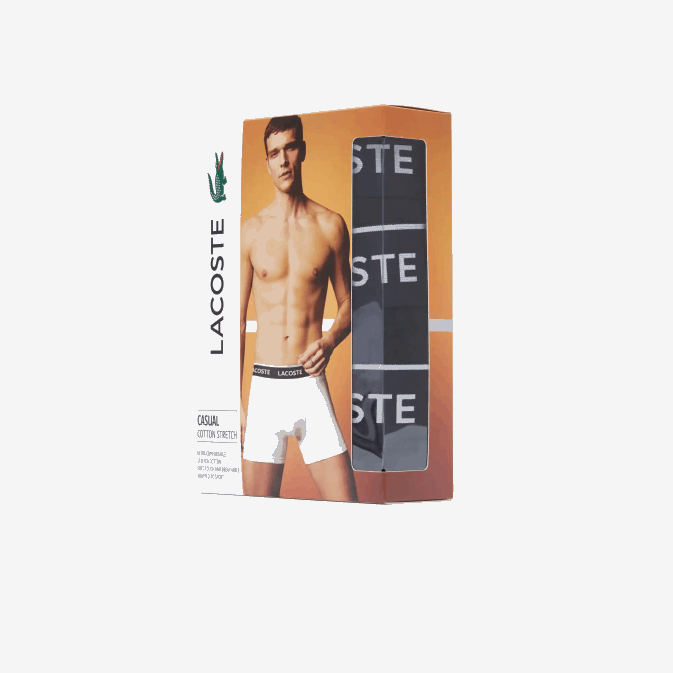 noir 031 V6HV1406 Hommes Lacoste Lot de 3 boxers longs en coton stretch