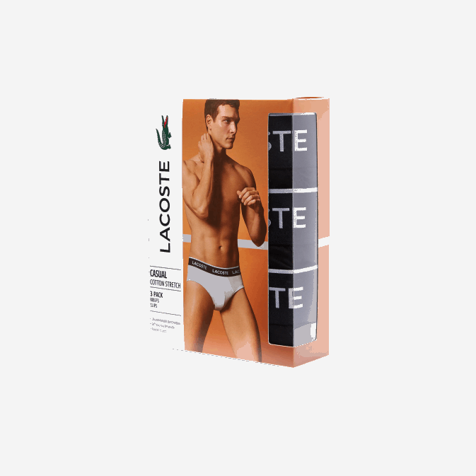 noir 031 V6HV1421 Hommes Lacoste lot de 3 slips casual