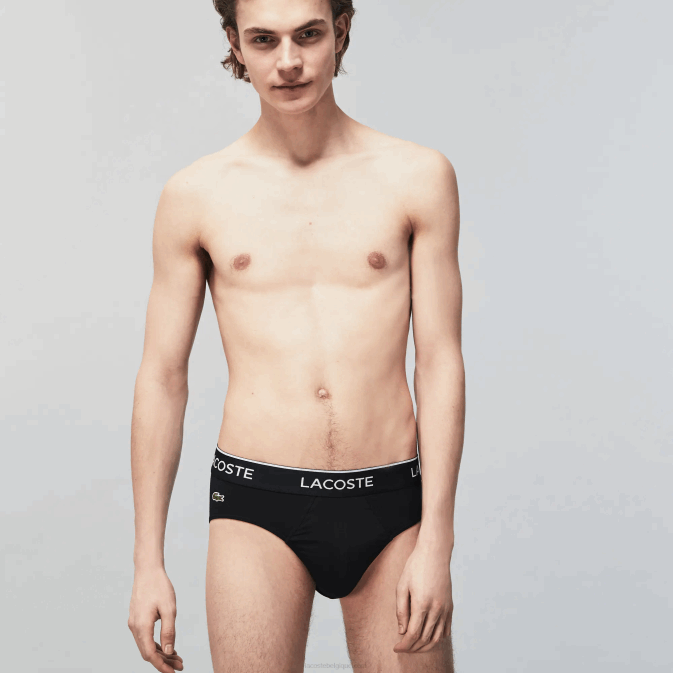 noir 031 V6HV1421 Hommes Lacoste lot de 3 slips casual