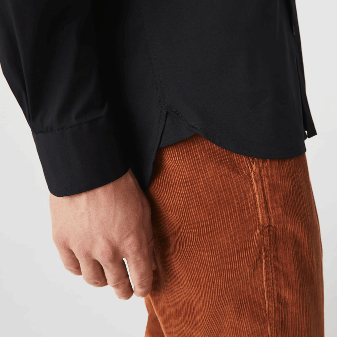 noir 031 V6HV1437 Hommes Lacoste chemise slim en popeline de coton col français