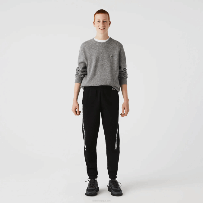 noir 031 V6HV1459 Hommes Lacoste pantalon de jogging à bandes imprimées