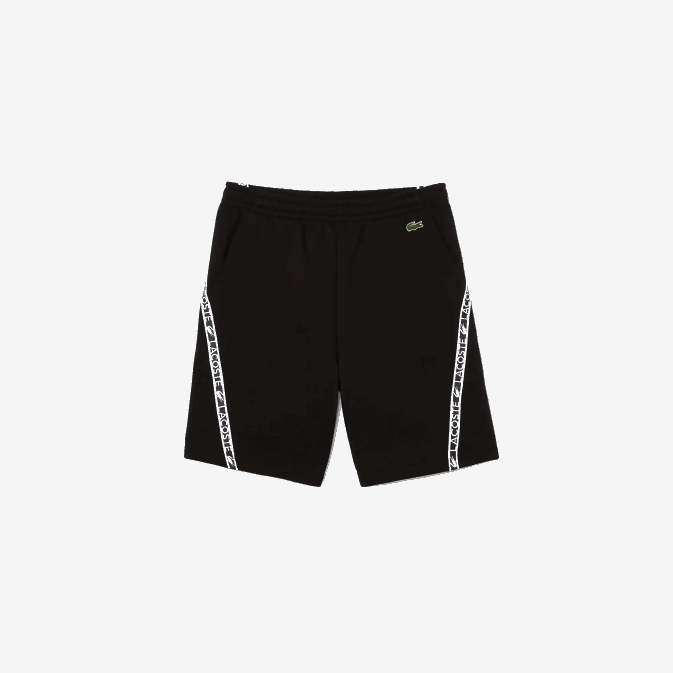 noir 031 V6HV1497 Hommes Lacoste short en molleton gratté à bandes imprimées