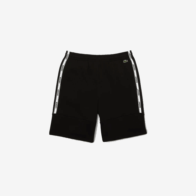 noir 031 V6HV1540 Hommes Lacoste short en molleton de coton mélangé à bandes griffées