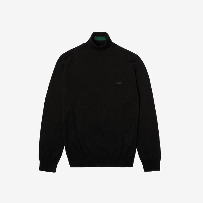 noir 031 V6HV1591 Hommes Lacoste pull à col roulé en laine mérinos