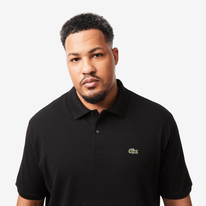 noir 031 V6HV188 Hommes Lacoste polo en coton petit piqué - grande taille - long