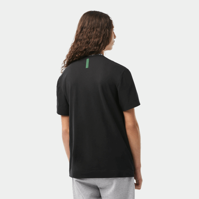noir 031 V6HV209 Hommes Lacoste t-shirt coupe classique à col marqué